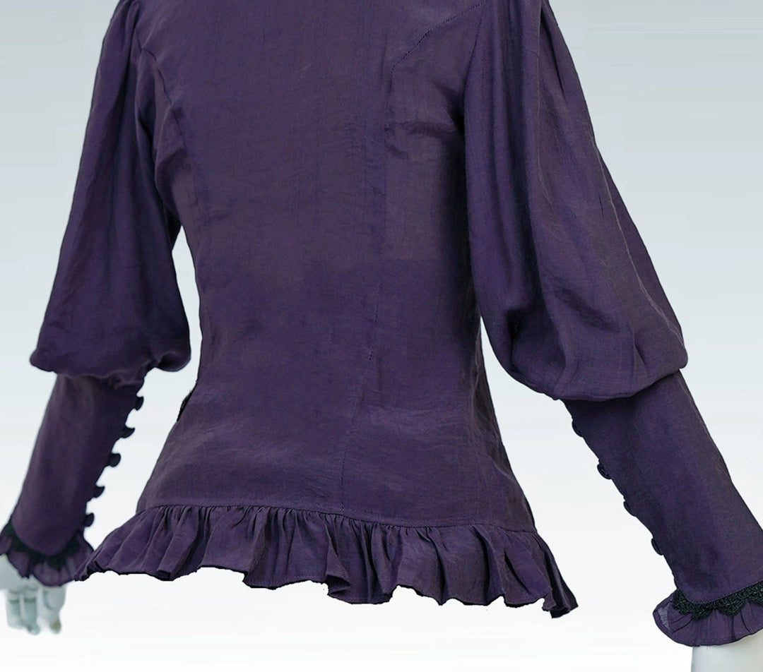 Gothic Lolita Purple Dress - Purple and Black Ball Gown - Victorian-Inspired Dress with Long Sleeves Plus Size Size 2 / Purple Gothic Lolita Purple Dress - Purple and Black Ball Gown - Victorian-Inspired Dress with Long Sleeves Plus Size Size 2 / Purple