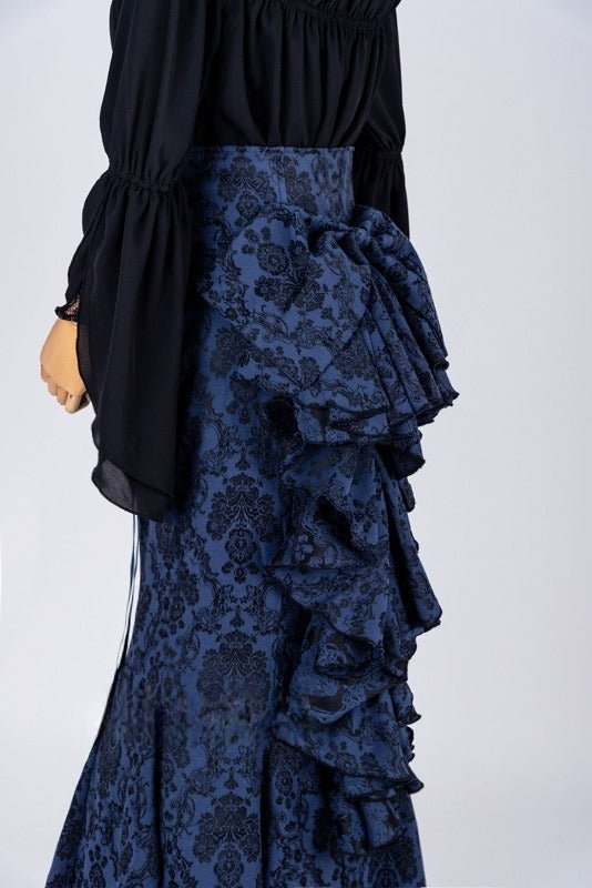 Gothic Purple and Black Lolita Victorian Mermaid Dress with Bow Design Plus Size - WonderlandByLilian