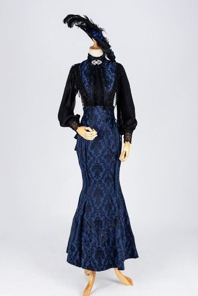 Gothic Purple and Black Lolita Victorian Mermaid Dress with Bow Design Plus Size - WonderlandByLilian