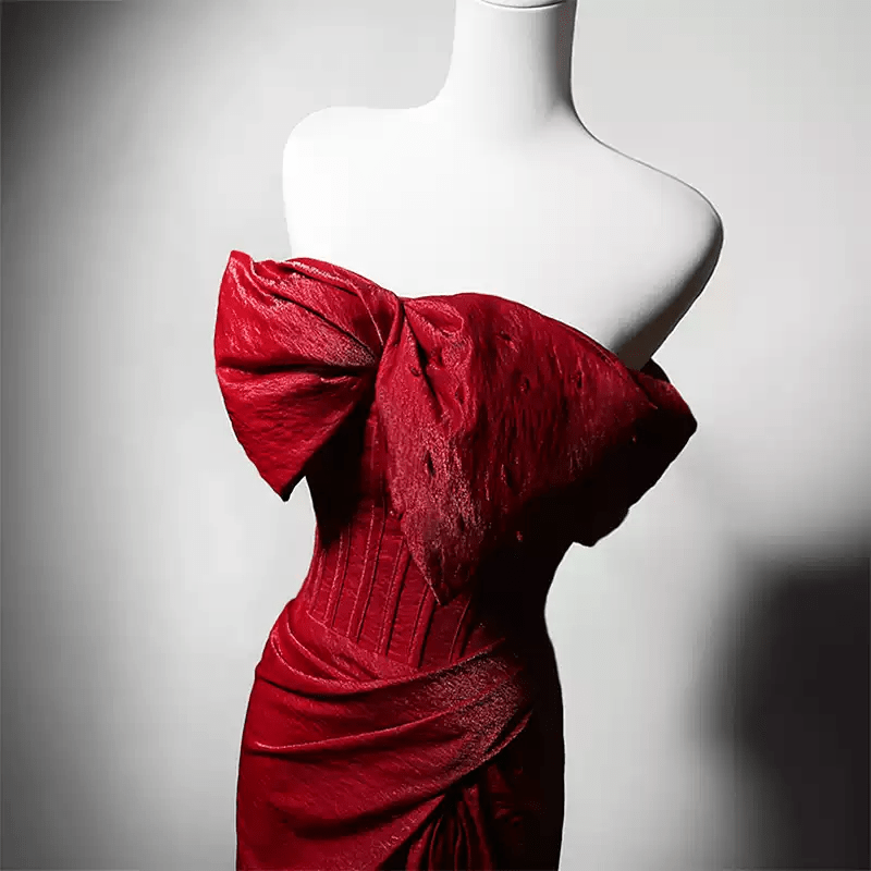evening dress red colour Sparkly Tulle Red A-line Off Shoulder Long Prom Dresses, Evening Dresses, MP761