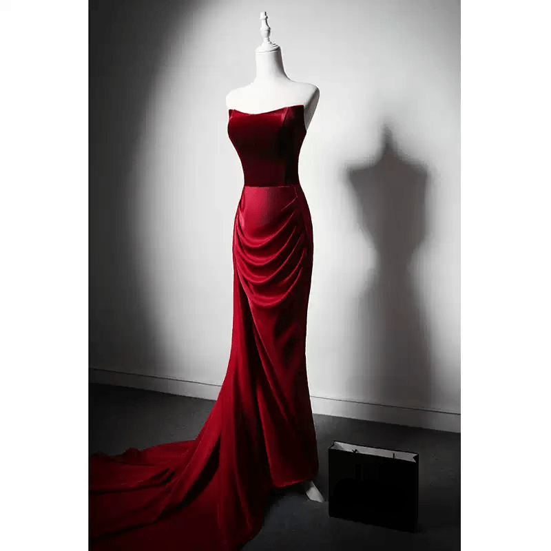 Gothic Red Evening Dress with Corset Back