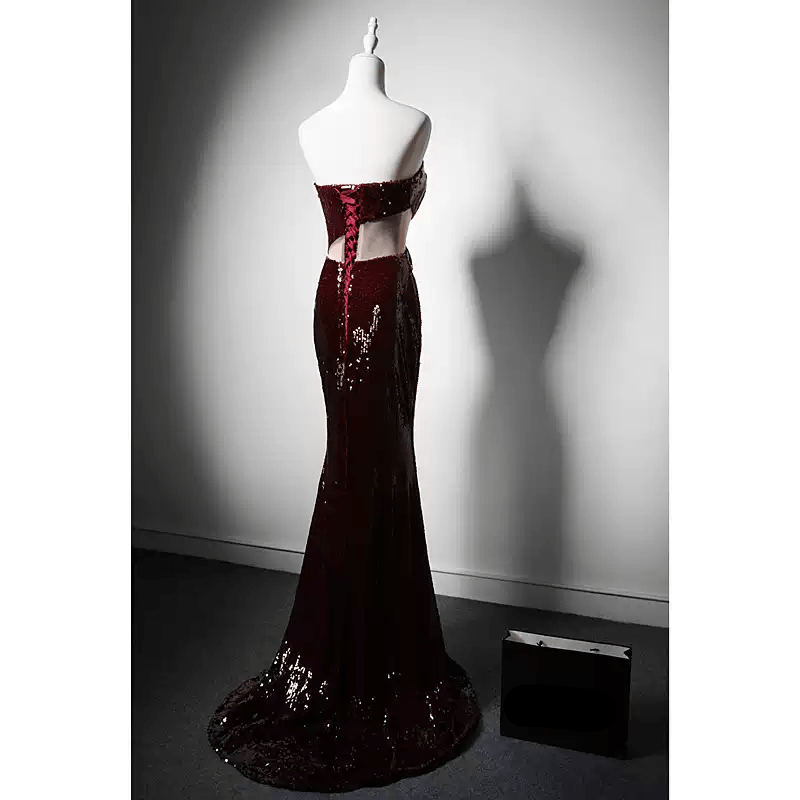Gothic Red Evening Dress with Floral Accents - Red Sequin Evening Gown - Elegant Mermaid Dress Evening Gown Plus Size Size 22w / Red Gothic Red Evening Dress with Floral Accents - Red Sequin Evening Gown - Elegant Mermaid Dress Evening Gown Plus Size Size 22w / Red