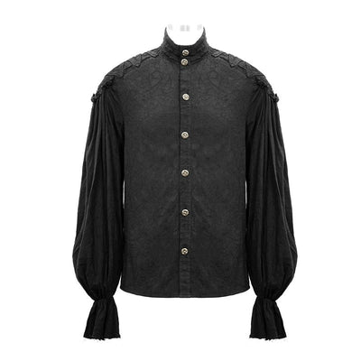 Gothic Style Bridgerton Men's Long Sleeve Shirt - Premier Regency Victorian Black And White Gothic Mens Shirt Plus Size - WonderlandByLilian