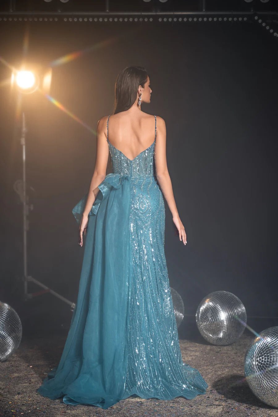Gothic Turquoise Sequin Evening Gown and Pretty Sequin Dress - Glitter WonderlandByLilian Gothic Turquoise Sequin Evening Gown and Pretty Sequin Dress - Glitter WonderlandByLilian