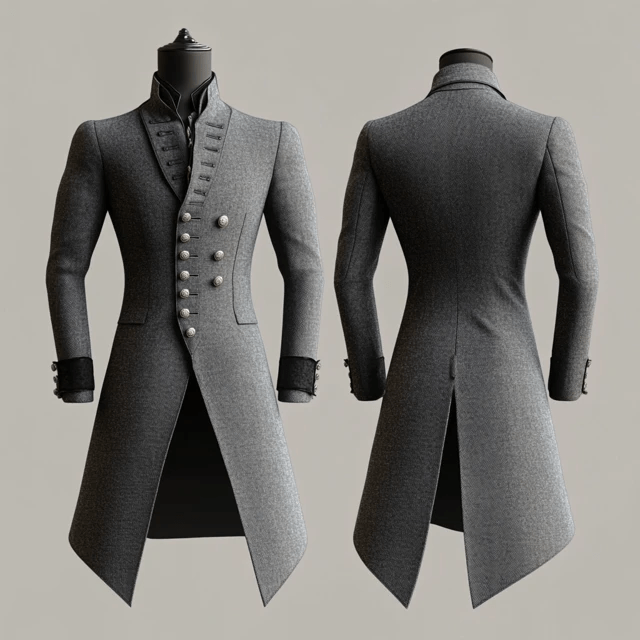 Gray Regency Style Men's Coat - Bridgerton - Inspired Tailored Jacket Plus Size - WonderlandByLilian