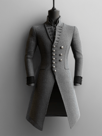 Gray Regency Style Men's Coat - Bridgerton - Inspired Tailored Jacket Plus Size - WonderlandByLilian