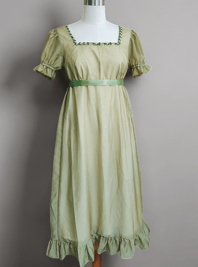 Green Bridgerton Inspired Regency Dress Women - Green Bridgerton Dress with Satin Bow Tie Belt Plus Size - WonderlandByLilian