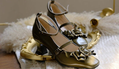 Green Regency Heels and Lolita Mules with Bow - Lolita Shoes - WonderlandByLilian