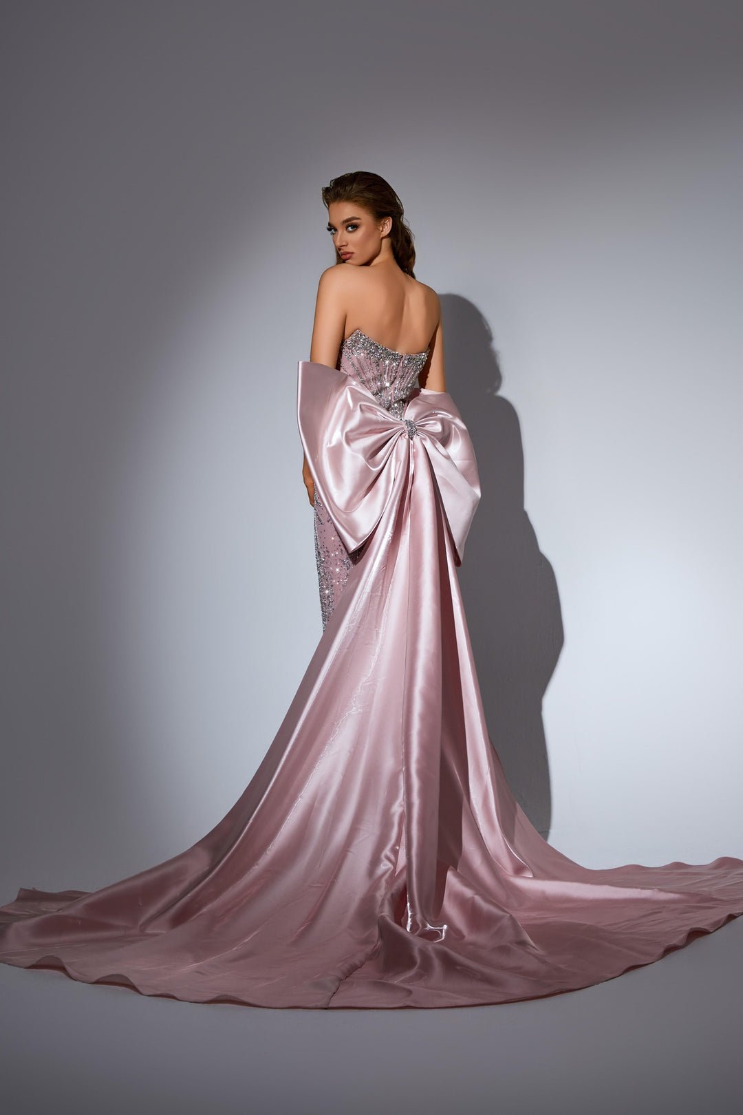 Grey Sequin Dress with Sweetheart Bodice – Sparkly Maxi Dress with Convertible Bow Plus Size - WonderlandByLilian