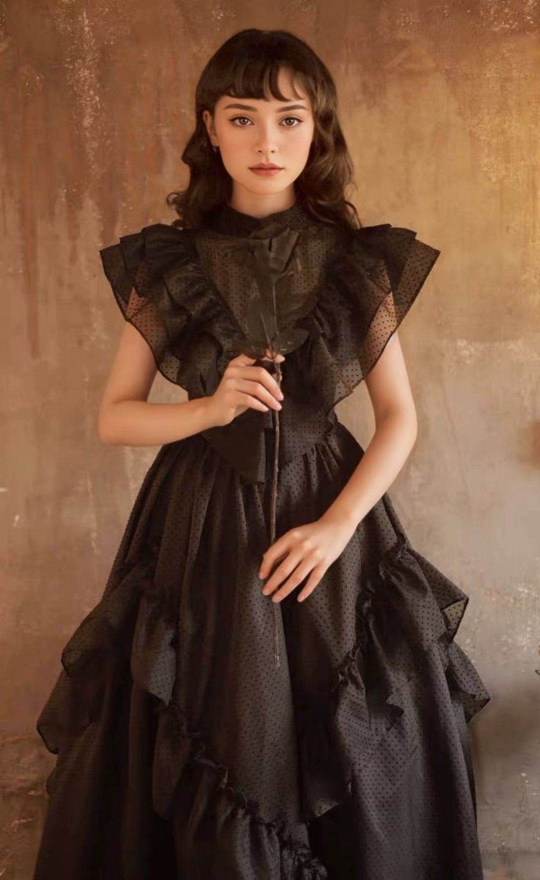 Gunne Sax Inspired Black Lace Dress - 1980s Style Victorian Gothic Black Wedding Dress - Plus Size