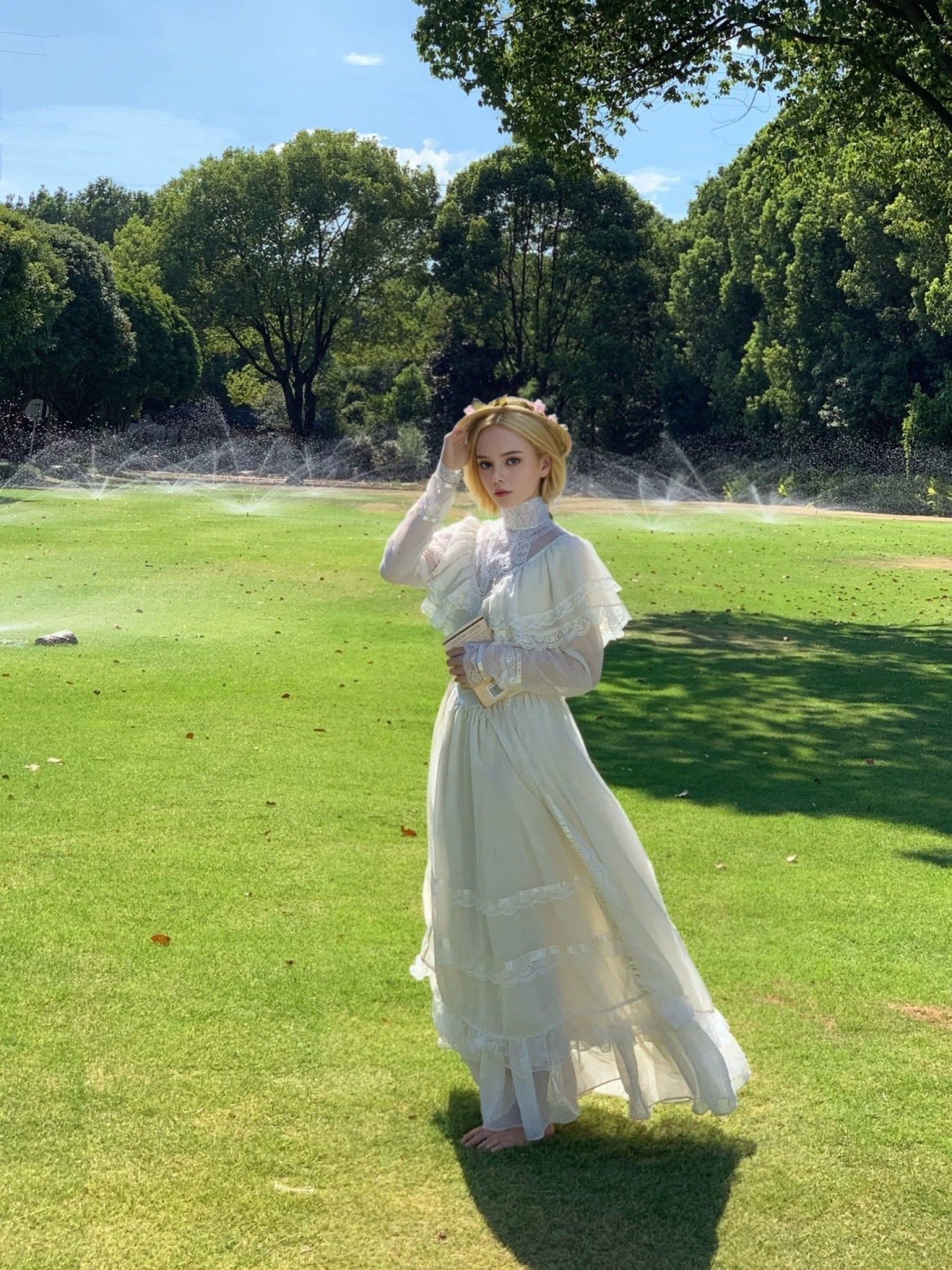 Gunne Sax Vintage Inspired Cream White Lace Dress - 70s Style