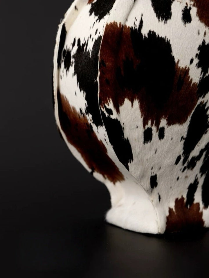 Handmade Italian Limited Edition Cowhide Leather Ceramic Vase - WonderlandByLilian