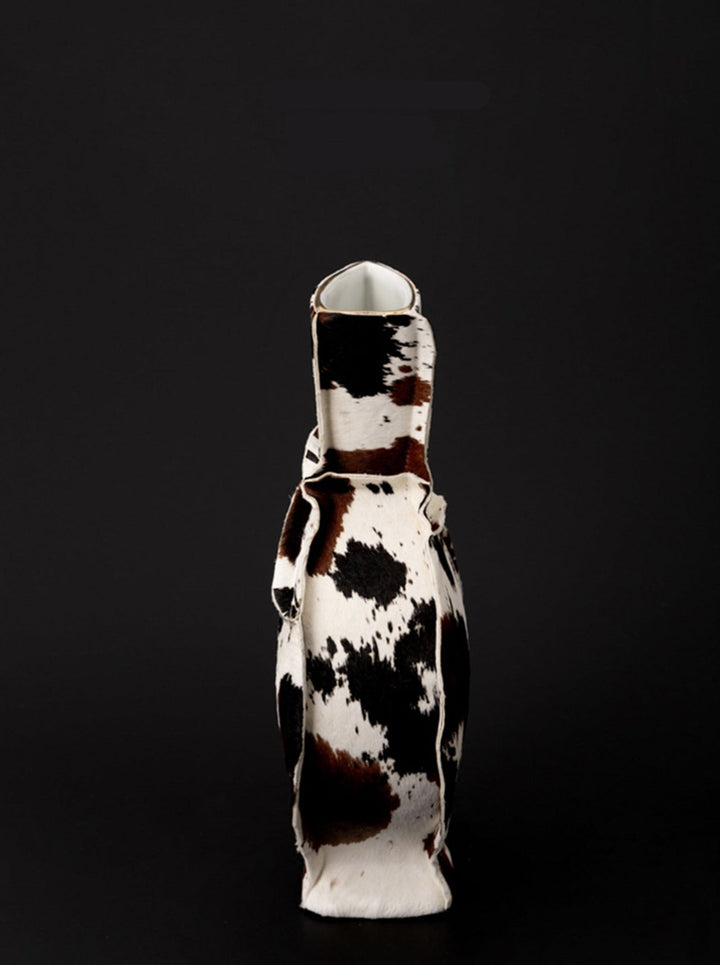 Handmade Italian Limited Edition Cowhide Leather Ceramic Vase - WonderlandByLilian