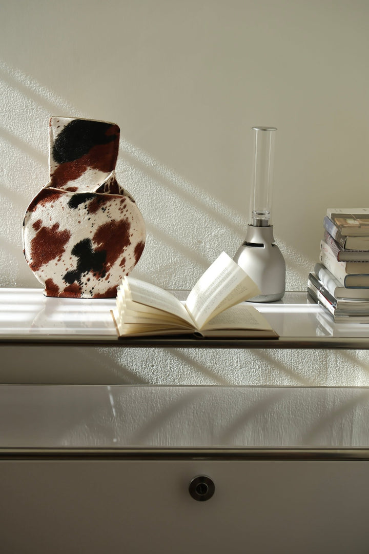 Handmade Italian Limited Edition Cowhide Leather Ceramic Vase - WonderlandByLilian