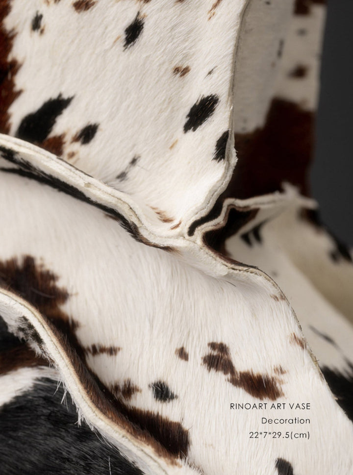 Handmade Italian Limited Edition Cowhide Leather Ceramic Vase - WonderlandByLilian