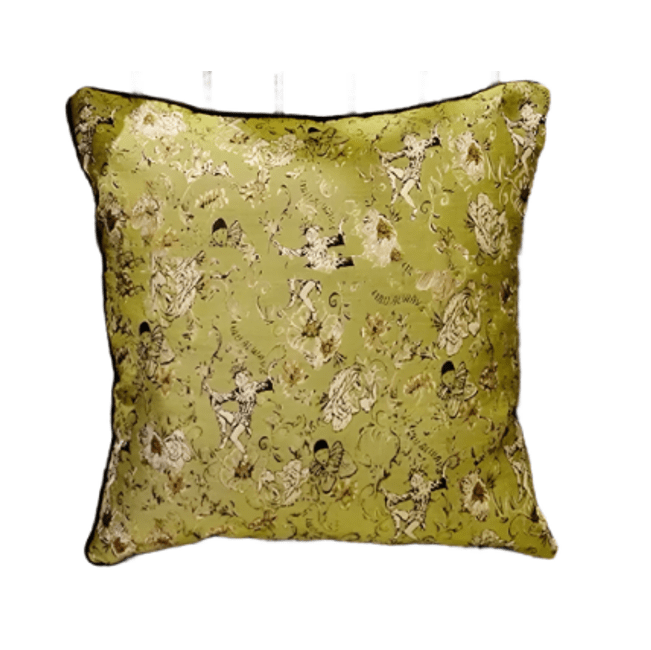 Handmade Olive Green Jester Cushion – Vintage Floral Pillow & Eclectic Couch Accent - WonderlandByLilian