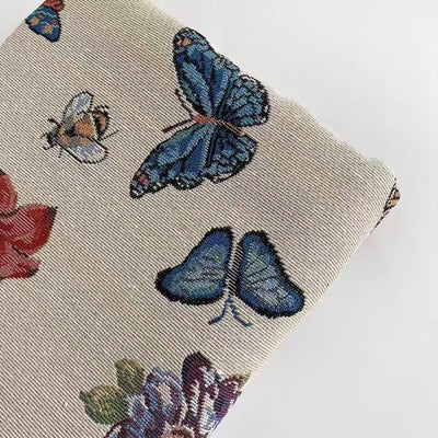 Heavy - Duty Jacquard Fabric with Color - Woven Dragonfly and Butterfly Patterns for Upholstery and Bags - WonderlandByLilian