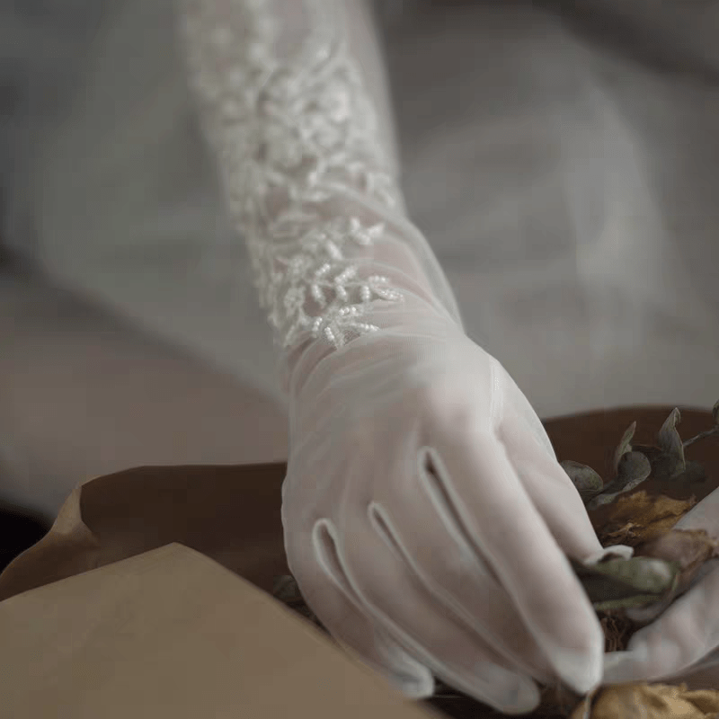 Intricate Pearl and Lace Bridal Gloves - Vintage - Inspired Wedding Accessory - WonderlandByLilian