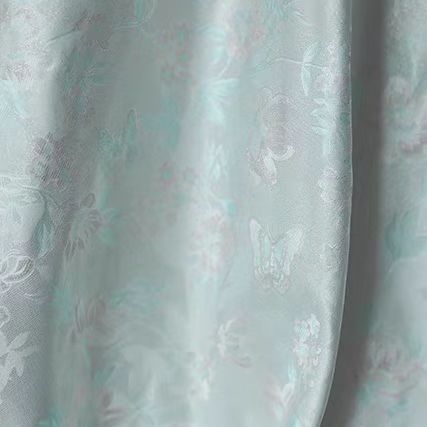 Iridescent Silk Brocade with Gold Thread and Floral Pattern in Soft Green - WonderlandByLilian