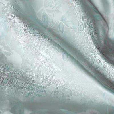 Iridescent Silk Brocade with Gold Thread and Floral Pattern in Soft Green - WonderlandByLilian