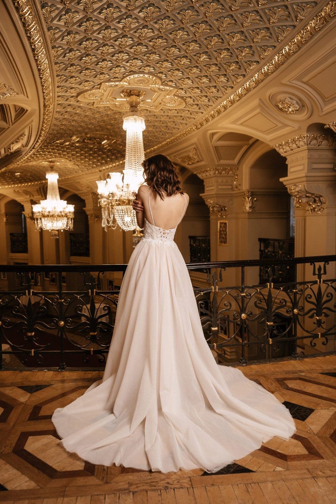 Ivory A - Line Spaghetti Strap Wedding Dress with Sequin – Tulle Wedding Dress with Corset Bodice Plus Size – JULIANA - WonderlandByLilian