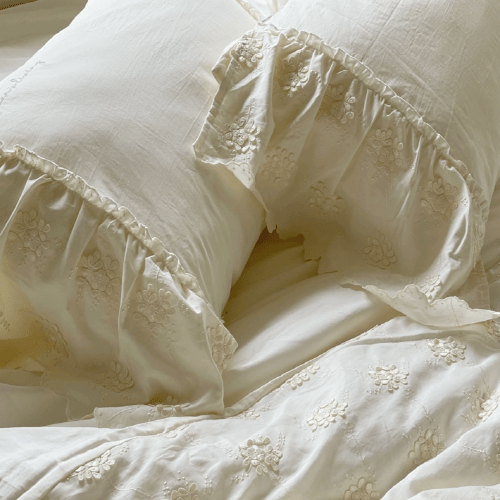 Ivory Blossom Cottagecore Bedding Set - WonderlandByLilian