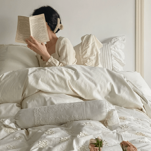 Ivory Blossom Cottagecore Bedding Set - WonderlandByLilian