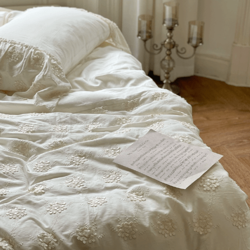 Ivory Blossom Cottagecore Bedding Set - WonderlandByLilian