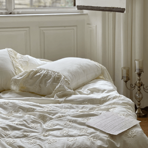 Ivory Blossom Cottagecore Bedding Set - WonderlandByLilian