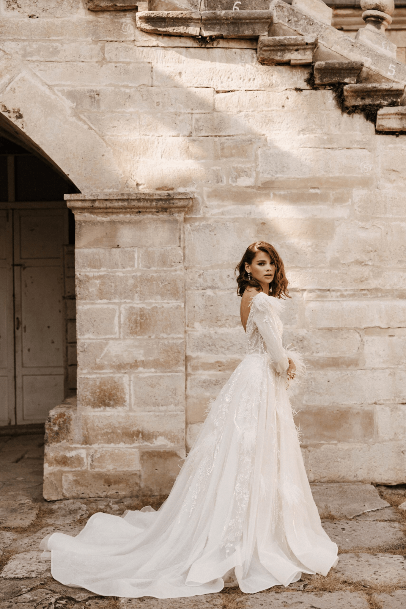 Ivory Bohemian Bridal Dress - Lace Wedding Gown Long Sleeve - Floral Wedding Dress Plus Size - GIOVANNA - WonderlandByLilian