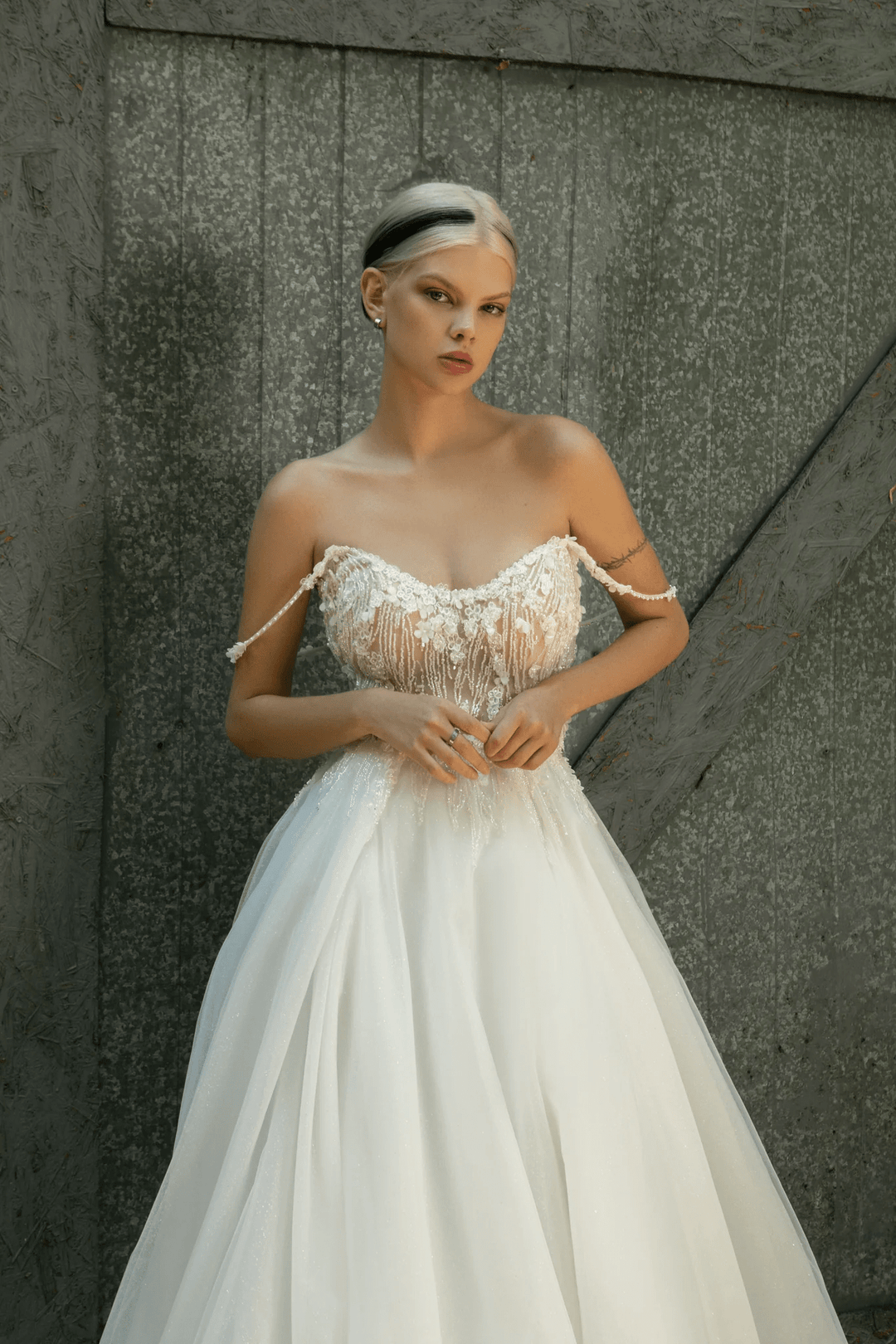 ivory wedding dress with white bouquet White Flowers, Ivory Dress - Perfect Pairing
