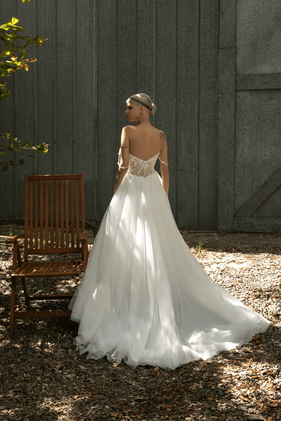 Ivory Fairy Dress Wedding with Lace Corset and 3D Flowers – Floral Wedding Dress with Shimmer and Train Plus Size - Medison - WonderlandByLilian