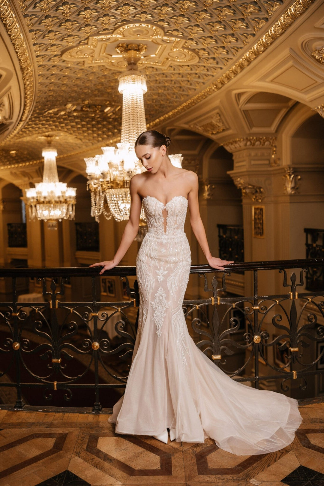 Ivory Lace Mermaid Style Wedding Gown with Cape – Sequin Wedding Dress with Sleeveless and Corset Plus Size – GABRIELLE - WonderlandByLilian