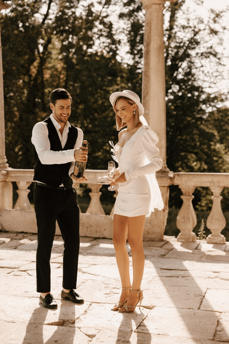 wedding dresses short Ivory Mini Elopement Dress - Off One Shoulder Wedding Dress - Short Length Wedding Dress with Lace Plus Size