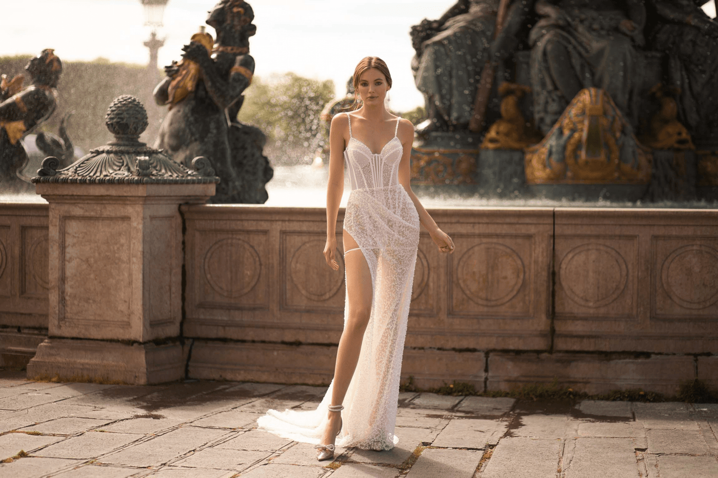 Ivory Off Shoulder Wedding Dress - Corset Wedding Dress with Long Train - White Sequin Dress with Tulle Plus Size - WonderlandByLilian