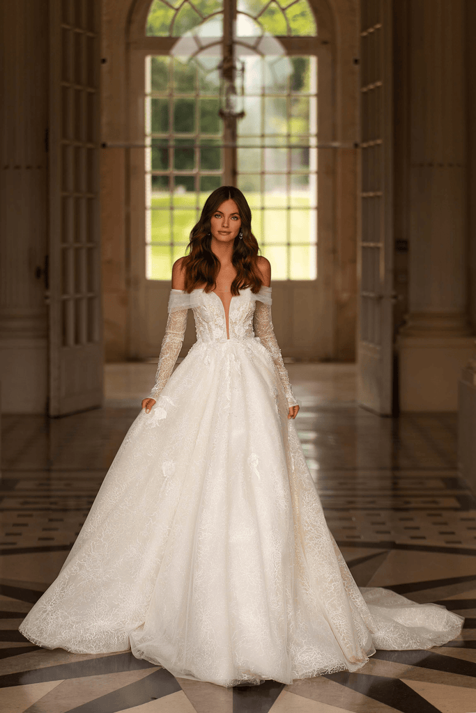 Ivory Off Shoulder Wedding Dress - White Sequin Dress