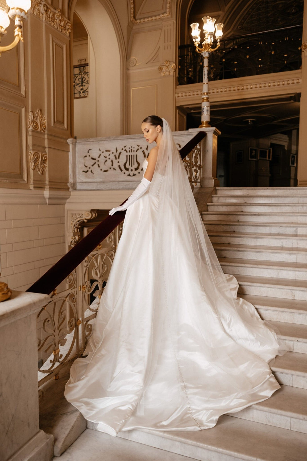 Ivory Off the Shoulder Wedding Dress with Slit – Simple Satin Wedding Gown with Draped Bodice and Buttons Plus Size – MORGAN - WonderlandByLilian