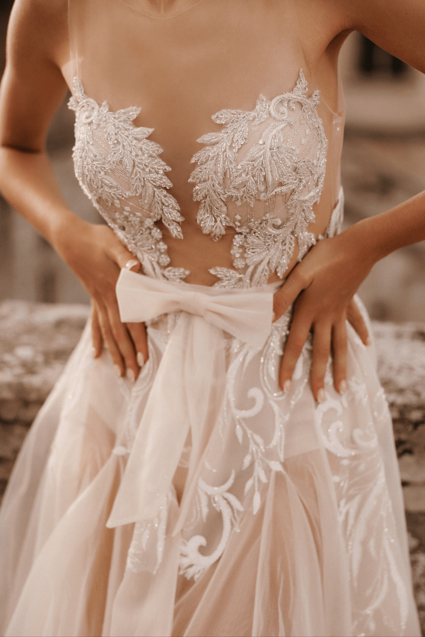 Ivory Sleeveless Wedding Dress with Bow - Wedding Dress with Tulle - Aline Ball Gown Wedding Dress Plus Size - ISABELLE - WonderlandByLilian