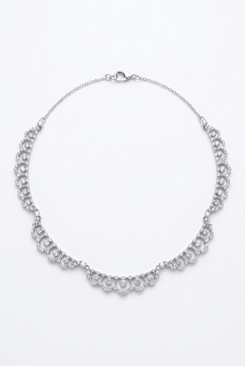 Ivory Sonata – Regency Silver Crystal Necklace | Bridgerton Aesthetic - WonderlandByLilian