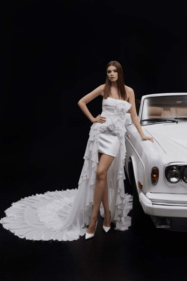 Ivory Strapless Wedding Dress and Short Wedding Dress with Elongated Train Plus Size - NINA Size 20W Ivory Strapless Wedding Dress and Short Wedding Dress with Elongated Train Plus Size - NINA Size 20W