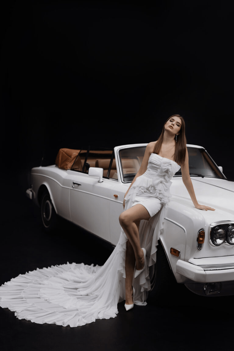 Ivory Strapless Wedding Dress and Short Wedding Dress with Elongated Train Plus Size
