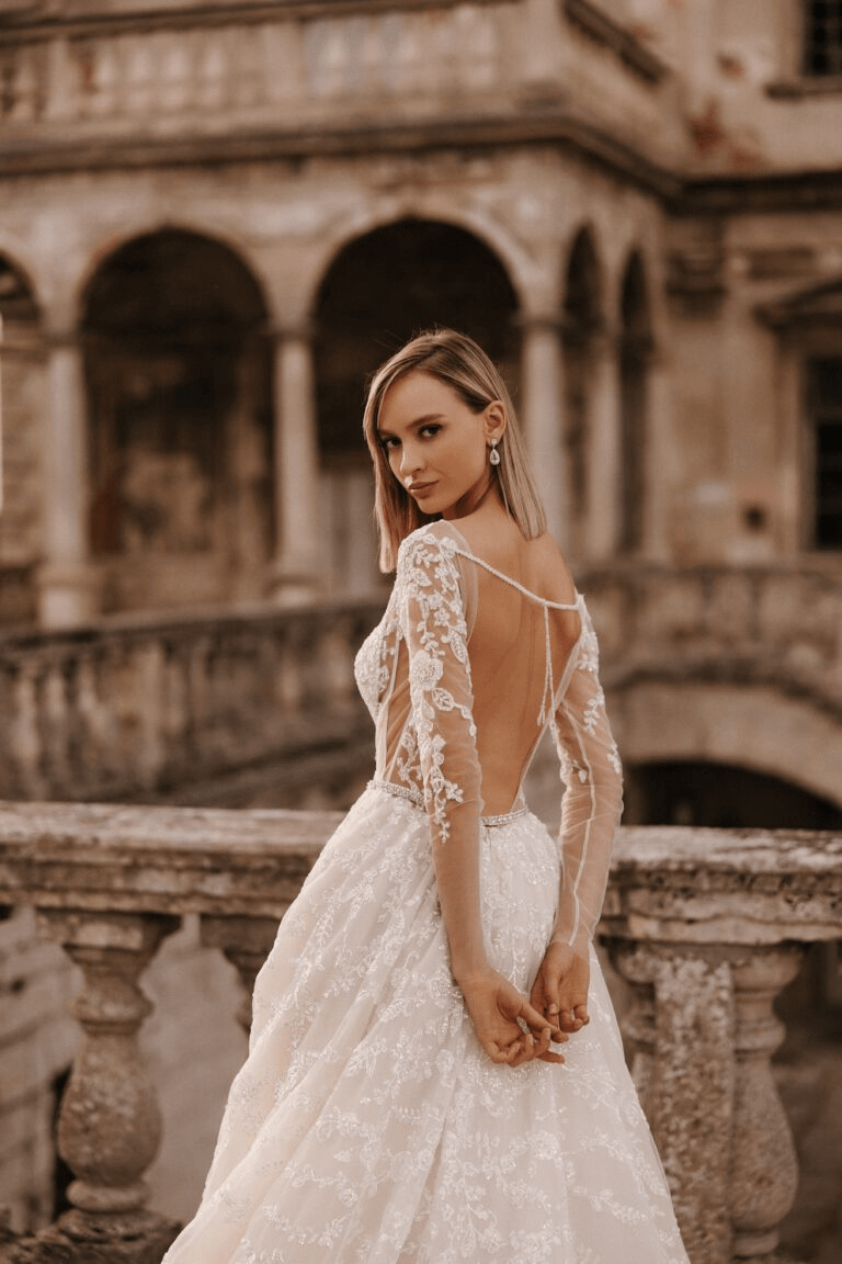open back wedding dresses Jules This stunning beach wedding dress features beautiful floral appliques and a chic backless design Custom-made Soft Satin Mermaid wedding