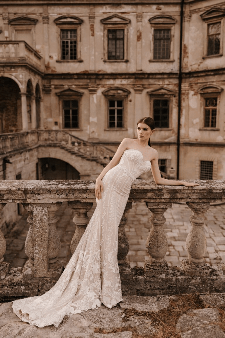 Ivory Tulle Mermaid Wedding Gown - Lace Corset Back Wedding Dress - Floral Applique Dress Plus Size - REBECCA - WonderlandByLilian