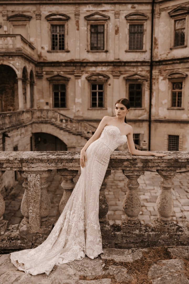 Ivory Tulle Mermaid Wedding Gown - Lace Corset Back Wedding Dress - Floral Applique Dress Plus Size - REBECCA - WonderlandByLilian