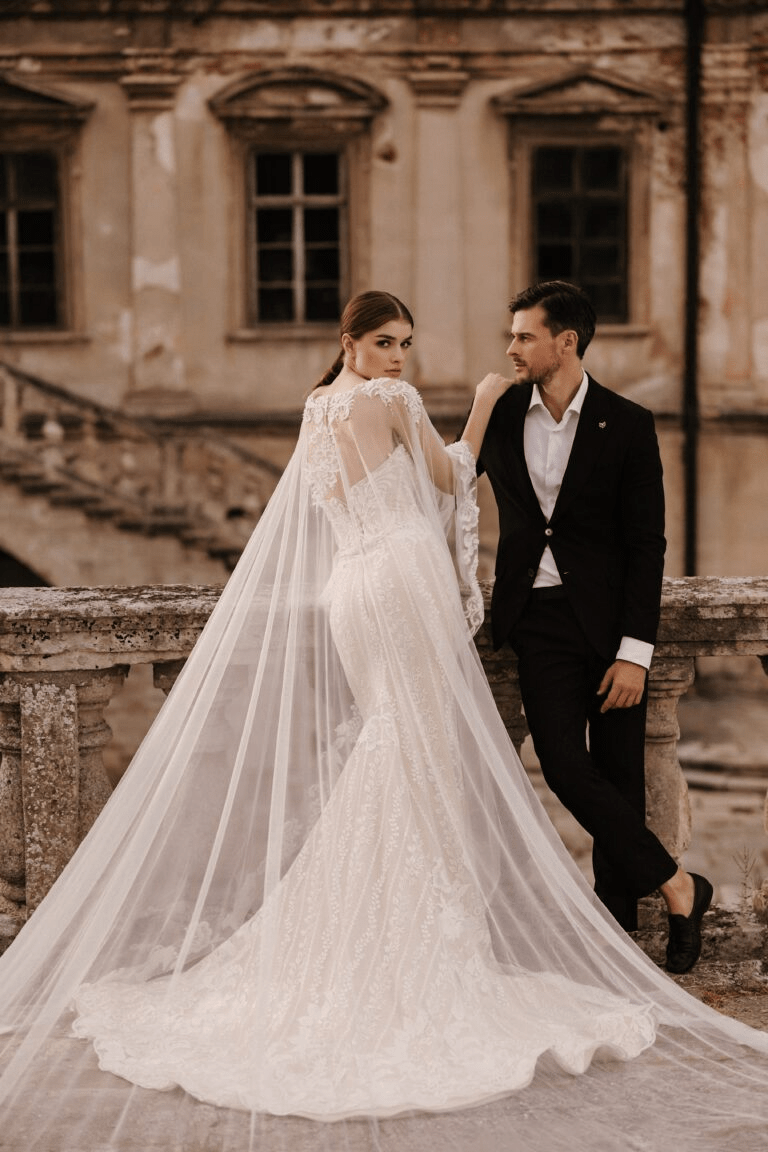 Ivory Tulle Mermaid Wedding Gown - Lace Corset Back Wedding Dress - Floral Applique Dress Plus Size - REBECCA - WonderlandByLilian