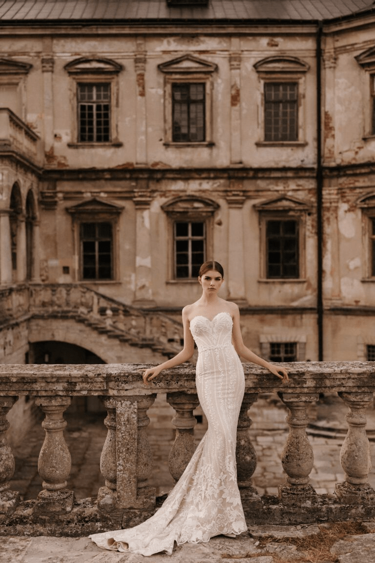corset back wedding dress Corset Bodice Strapless Wedding Dress JB05361 Jovani adorned with intricate lace appliqus that create a dreamy Ivory Tulle Mermaid Wedding Gown