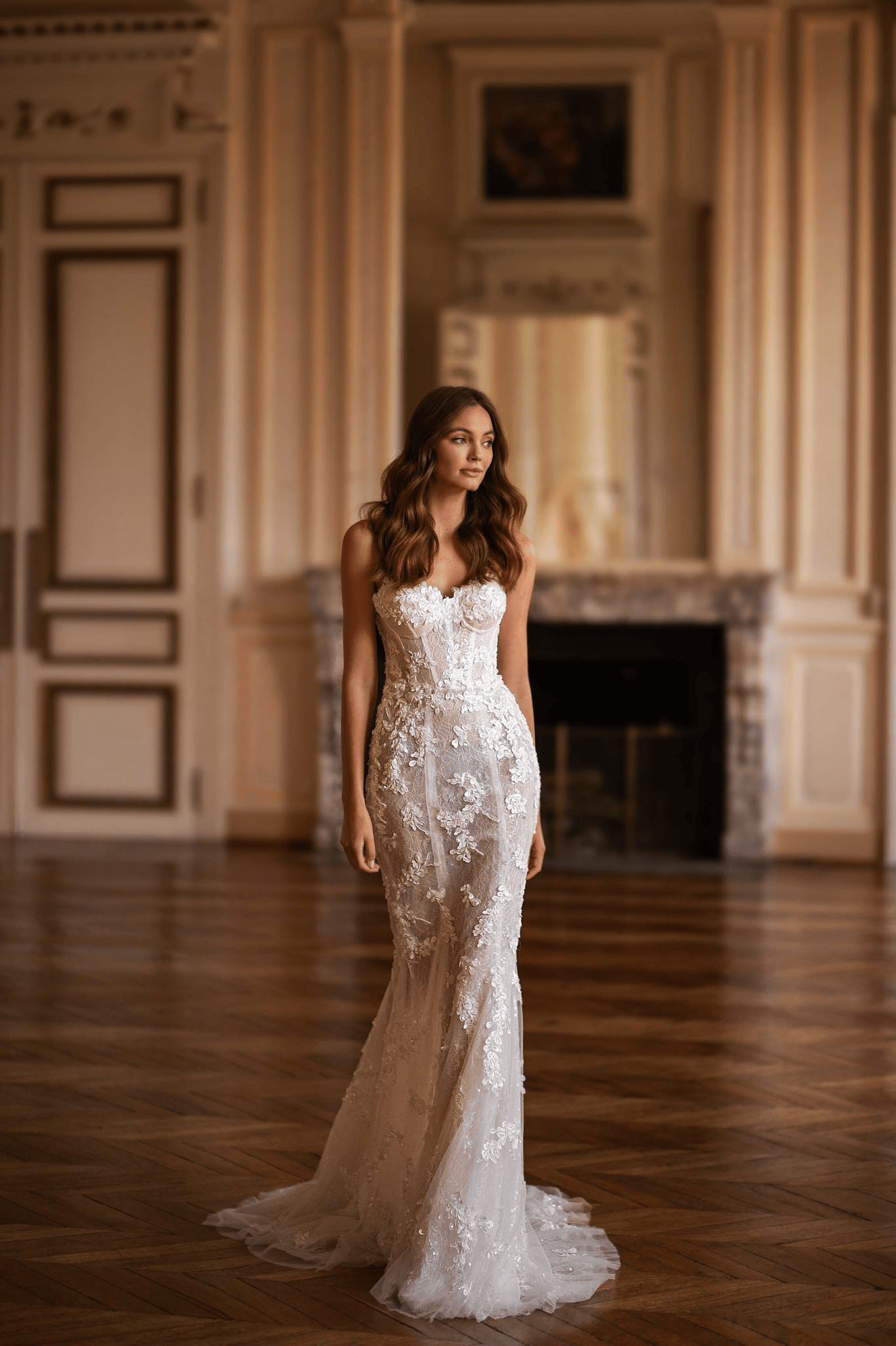 Ivory Tulle Mermaid Wedding Gown - Strapless Sweetheart Neckline Wedding Dress - Sequin Appliqué Wedding Dress Plus Size - WonderlandByLilian