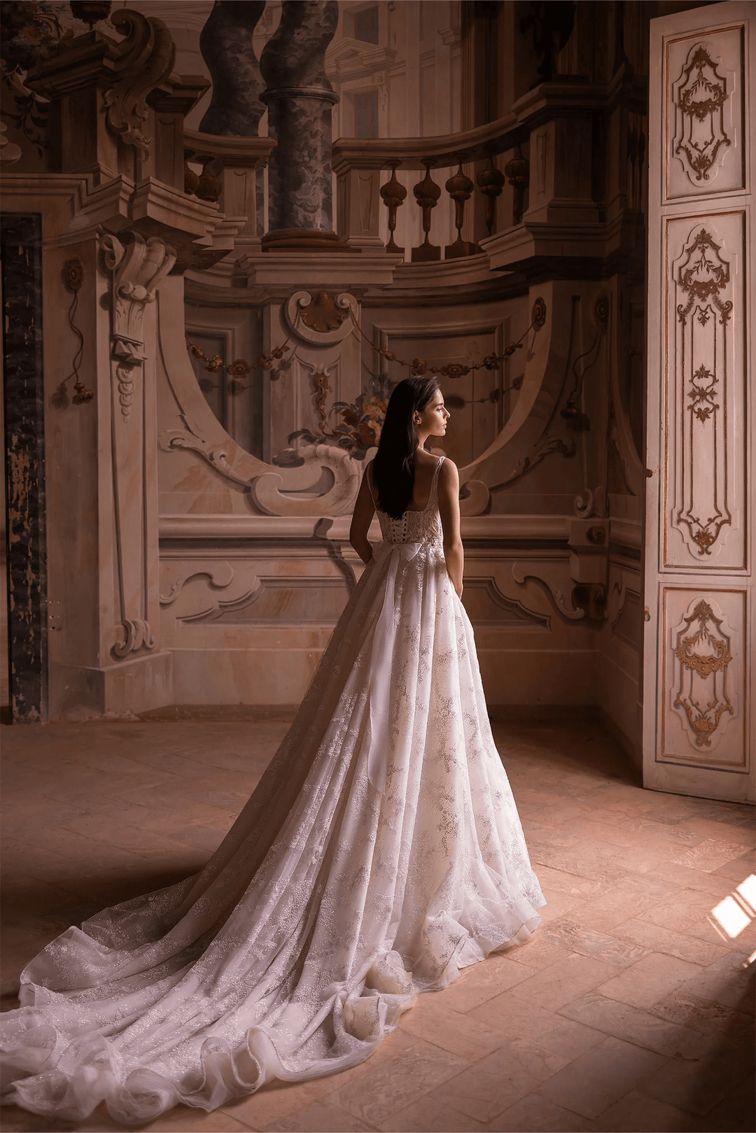 Ivory Tulle Wedding Dress with Sleeveless and Embellishments – Sparkly Ball Gown Wedding Dress with Trailing Train Plus Size - WonderlandByLilian