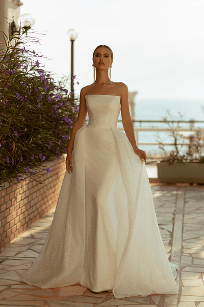 Ivory Strapless Sheath Wedding Dress - Aline Ball Gown Wedding Dress - Square Neckline Wedding Dress Plus Size - WonderlandByLilian