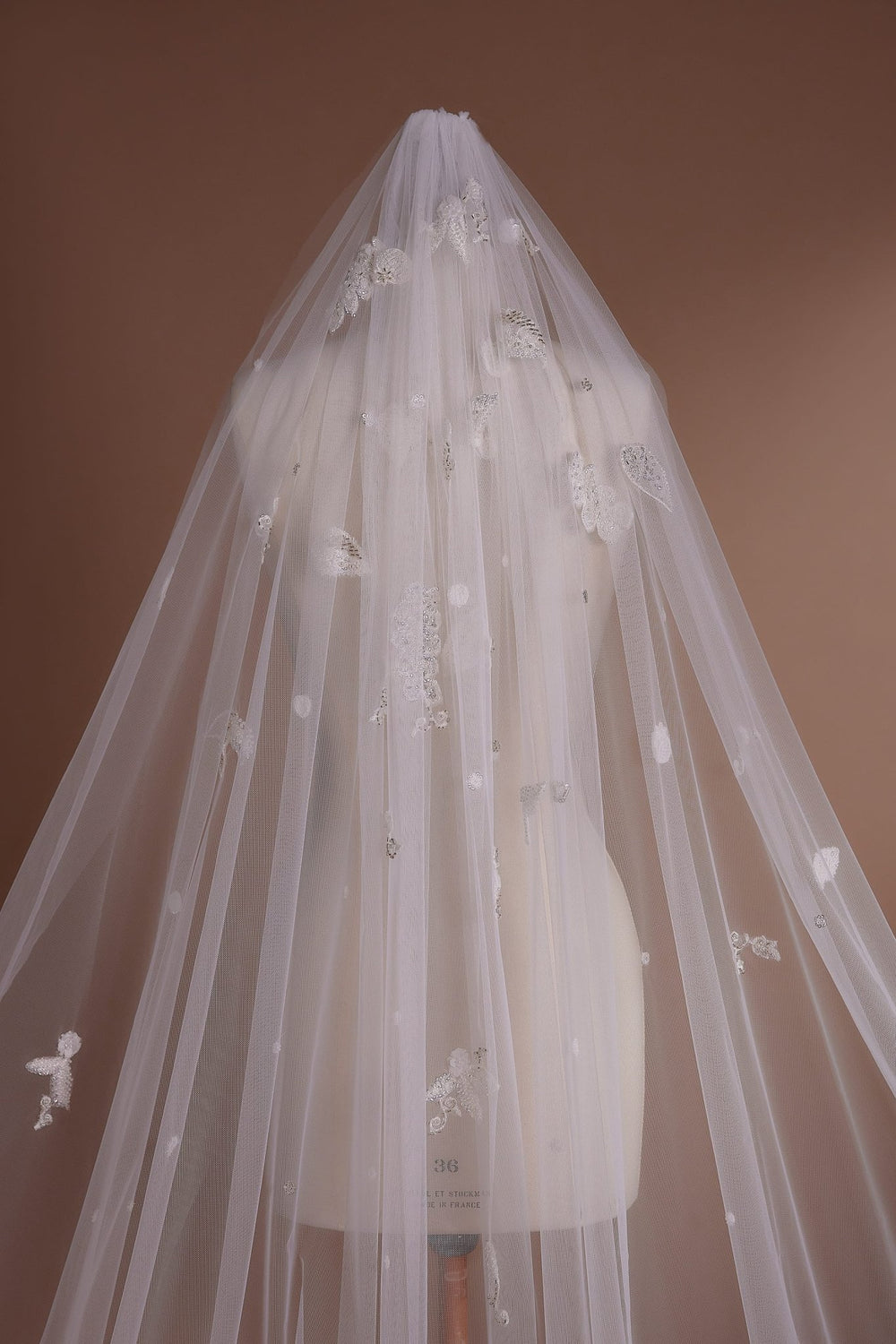 Lace Appliqué Cathedral Veil with Delicate Embroidery for Romantic Brides - WonderlandByLilian